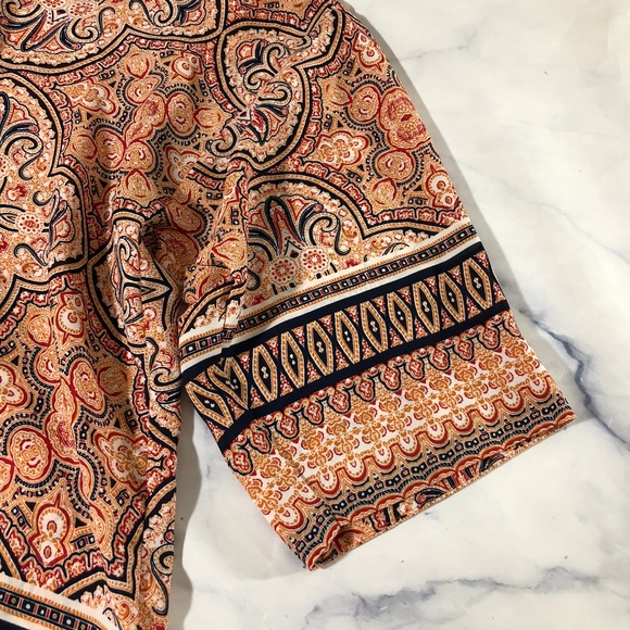 Violet + Claire Orange Quatrefoil Geometric Blouse - Picture 2 of 8